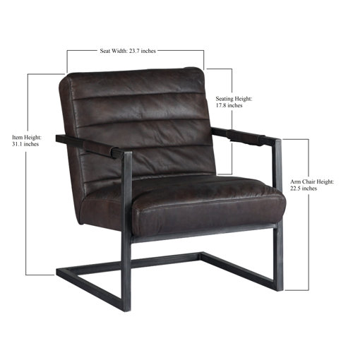 17 Stories 27" Wide Genuine Top Grain Leather Accent Chair Wayfair